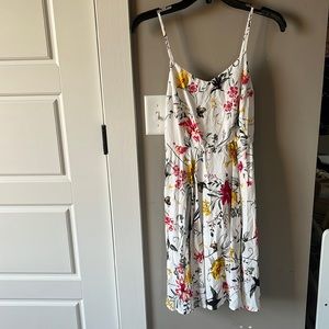 Floral white dress. Worn once, like new.